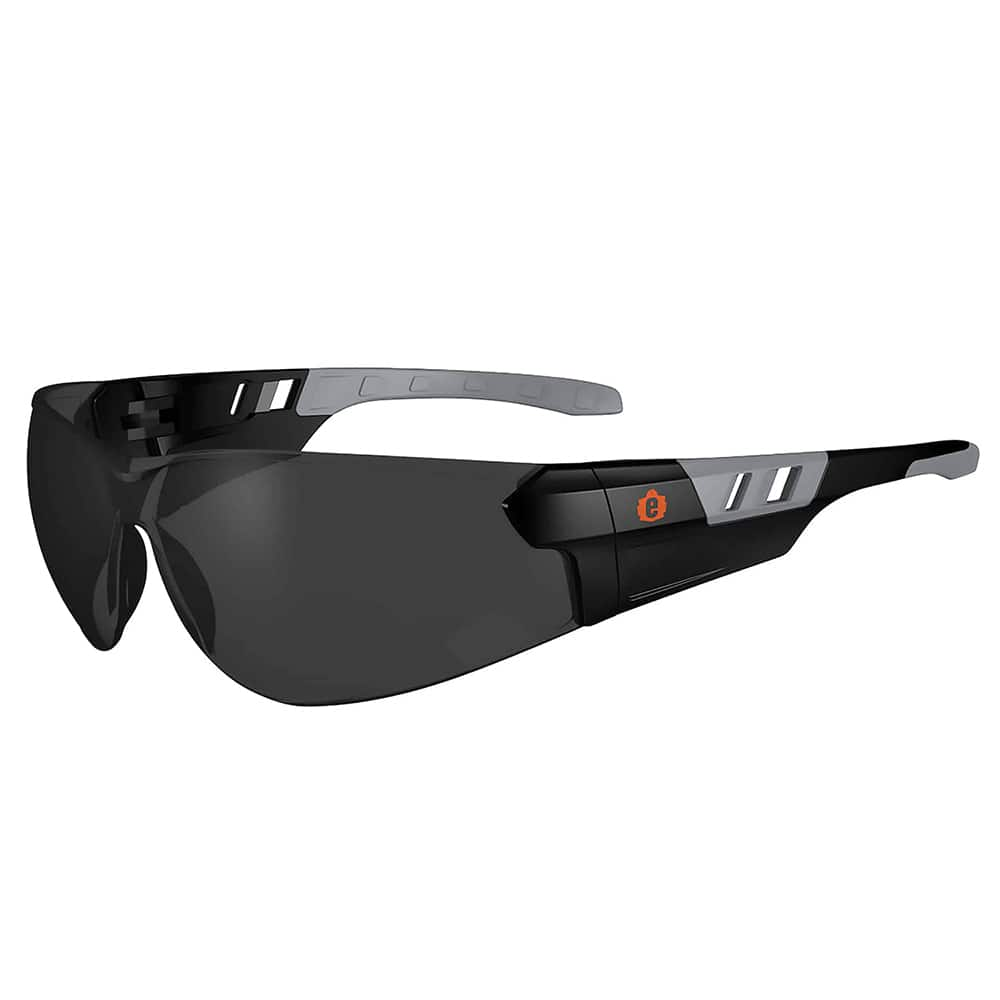 Ergodyne - Safety Glasses; Type: Safety ; Lens Color Family: Gray ; Lens Color: Smoke ; Lens Coating: Scratch Resistant ; Frame Style: Frameless ; Metal Frame: No - Exact Industrial Supply