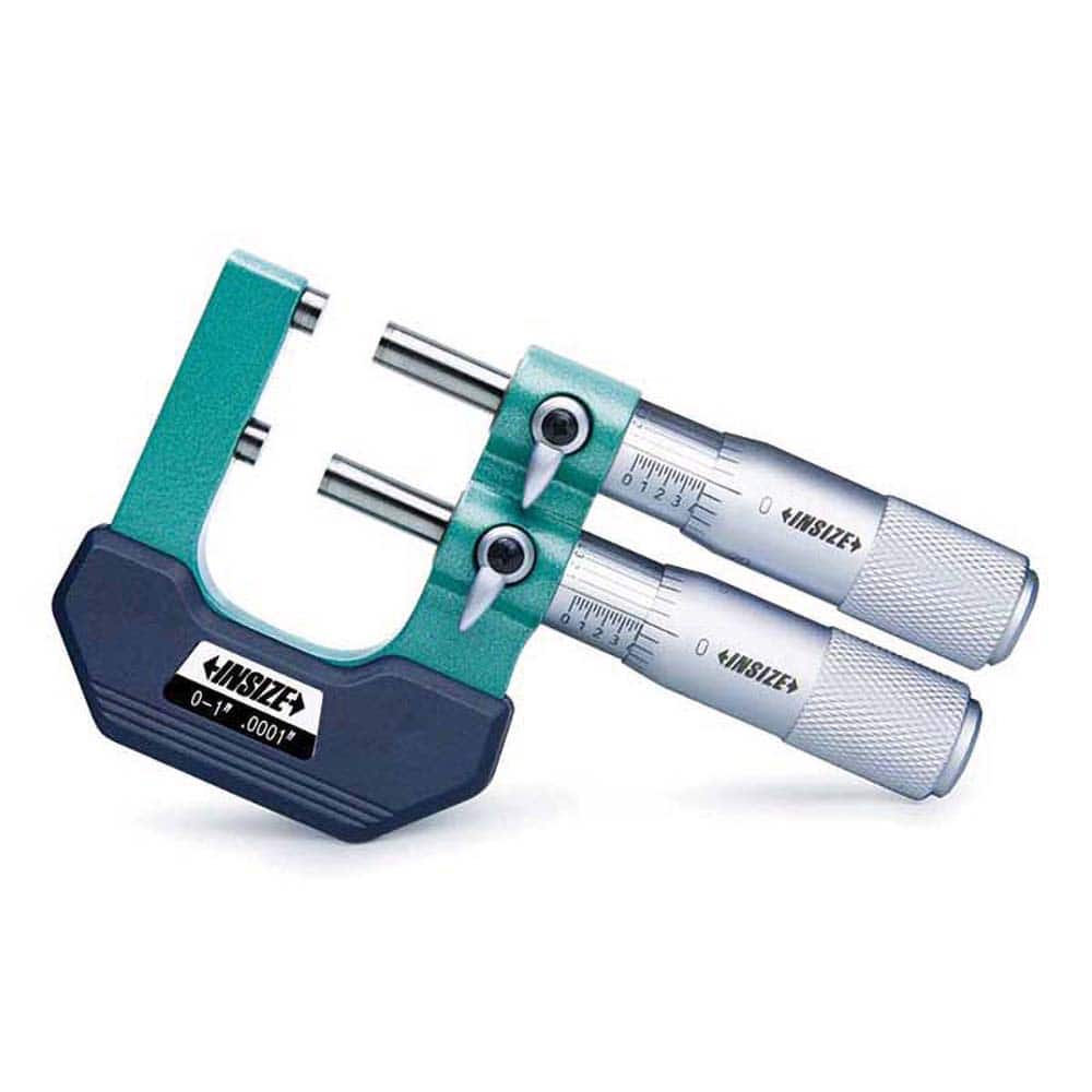 Insize USA LLC - Limit Micrometers; Minimum Measurement (Decimal Inch): 0.0000 ; Maximum Measurement (Decimal Inch): 1.0000 ; Graduation (Decimal Inch): 0.0001 ; Thimble Type: Ratchet Stop ; Measuring Face Material: Carbide ; Accuracy (Decimal Inch): 0.0 - Exact Industrial Supply