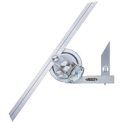 Insize USA LLC - Bevel Protractors; Blade Length (mm): 300.0000 ; Blade Length (Inch): 12 ; Maximum Measurement (Degrees): 360.00 ; Dial Graduation (Degrees): 2.00 ; Dial Range: 0-360 ; Accuracy (Minutes): 5.00 - Exact Industrial Supply