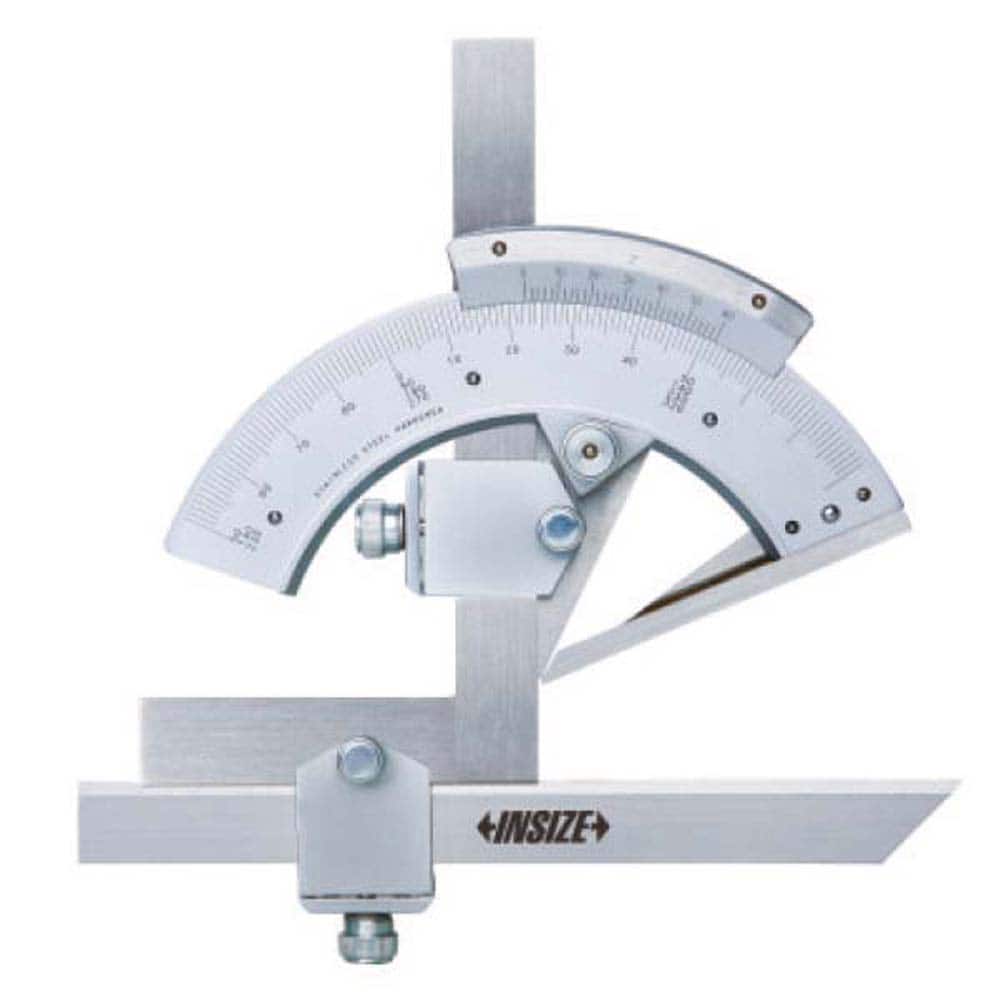 Insize USA LLC - Bevel Protractors; Blade Length (mm): 150.0000 ; Blade Length (Inch): 5-29/32 ; Maximum Measurement (Degrees): 320.00 ; Dial Graduation (Degrees): 2.00 ; Dial Range: 0-320 ; Accuracy (Minutes): 2.00 - Exact Industrial Supply