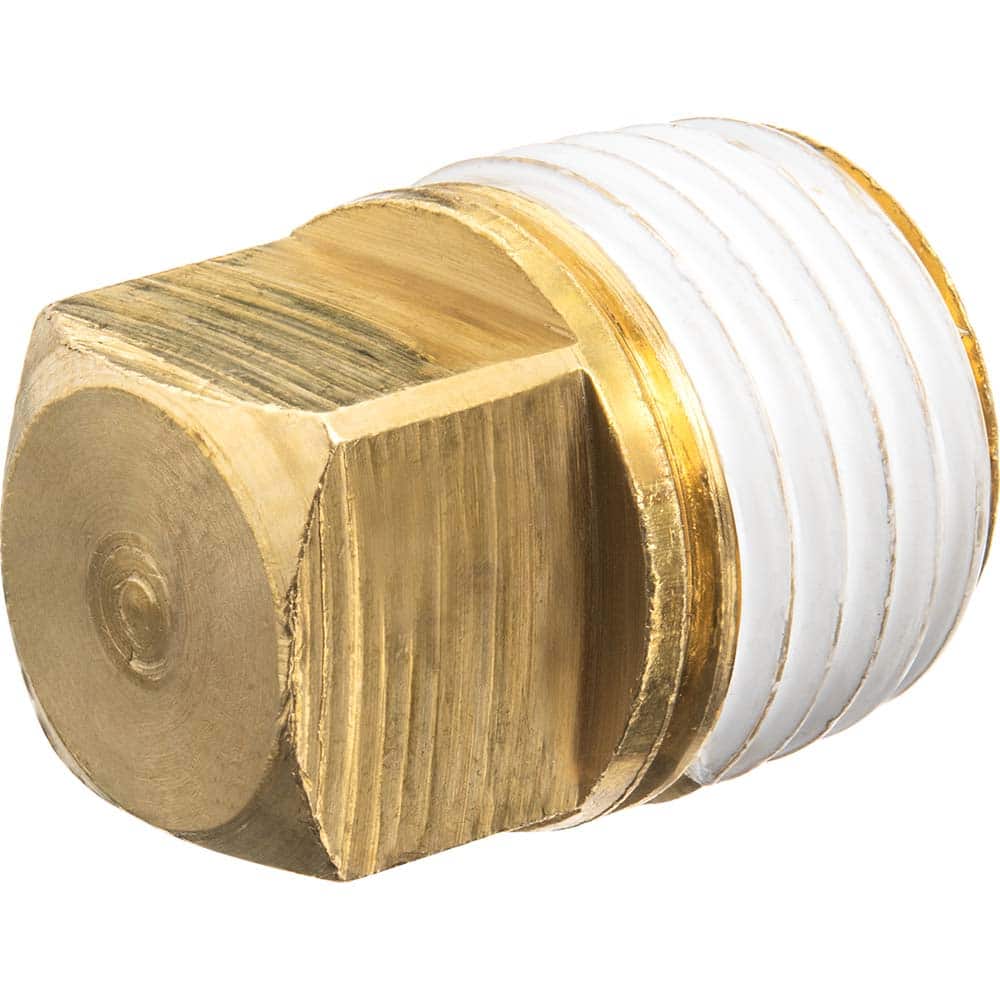 USA Sealing - Brass & Chrome Pipe Fittings; Type: Solid Square Head Plug ; Fitting Size: 3 ; End Connections: MBSPT w/Thread Sealant ; Material: Brass ; Pressure Rating (psi): 125 ; Finish/Coating: Uncoated - Exact Industrial Supply