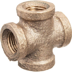 USA Sealing - Brass & Chrome Pipe Fittings; Type: Cross ; Fitting Size: 1-1/2 x 1-1/2 x 1-1/2 x 1-1/2 ; End Connections: FNPT x FNPT x FNPT x FNPT ; Material: Brass ; Pressure Rating (psi): 125 ; Finish/Coating: Uncoated - Exact Industrial Supply