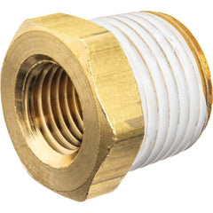 USA Sealing - Brass & Chrome Pipe Fittings; Type: Hex Bushing ; Fitting Size: 3 x 1-1/4 ; End Connections: MNPT x FNPT w/Thread Sealant ; Material: Brass ; Pressure Rating (psi): 125 ; Finish/Coating: Uncoated - Exact Industrial Supply