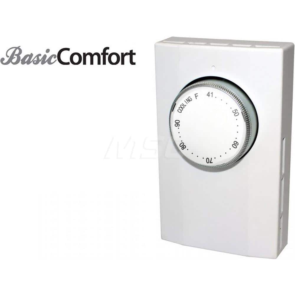 Thermostats; Thermostat Type: Line Voltage Wall Thermostat; Style: Cool Only; Minimum Temperature (F): 41; Maximum Temperature: 90; Minimum Voltage: 120; Maximum Voltage: 277; Amperage: 22; For Use With: Fans and other line voltage cooling applications; C