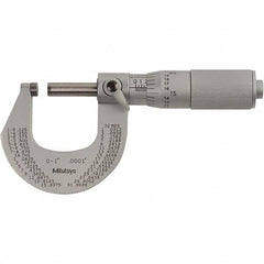 Mechanical Outside Micrometers; Graduation: 0.0001; Graduation (Inch): 0.000100; Anvil Type: Carbide; Thimble Type: Friction; Calibrated: Yes; Rotating Spindle: Yes; Digital Counter: No; Measuring Face Material: Carbide; Features: None; Includes: Plastic