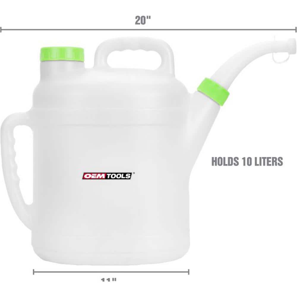 Oil Drain Containers; Container Size: 10 L; Overall Height: 15 in; Overall Length: 7.50; Overall Width: 20; Features: Spill Proof Caps; Safe For Automotive Oils & Fluids; Convenient Carry & Pour Handles; Color: Translucent; Fractional Height: 15 in; Color