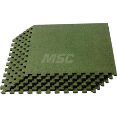 Anti-Fatigue Modular Tile Mat: Dry Environment, 4″ Length, 3/8″ Thick, Interlocking Edge, Olive Green EVA Foam Base, EVA Foam Surface, Textured
