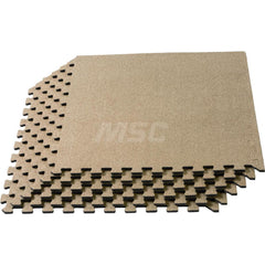 Anti-Fatigue Modular Tile Mat: Dry Environment, 4″ Length, 3/8″ Thick, Interlocking Edge, Tan EVA Foam Base, EVA Foam Surface, Textured