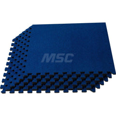 Anti-Fatigue Modular Tile Mat: Dry Environment, 4″ Length, 3/8″ Thick, Interlocking Edge, Medium Blue EVA Foam Base, EVA Foam Surface, Textured