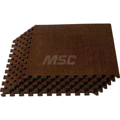Anti-Fatigue Modular Tile Mat: Dry Environment, 4″ Length, 3/8″ Thick, Interlocking Edge, Brown EVA Foam Base, EVA Foam Surface, Textured