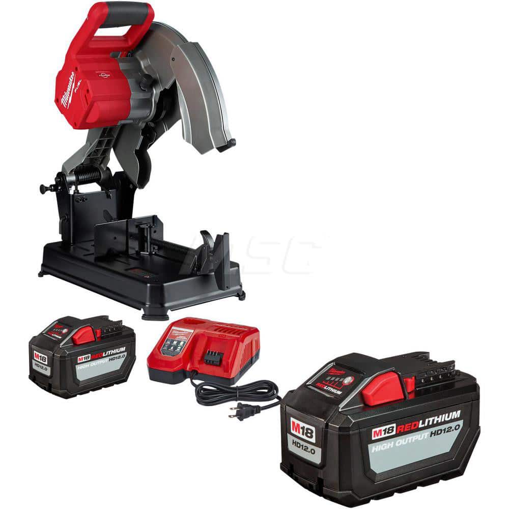 Chop & Cut-Off Saws; Cutting Style: Straight; Arbor Hole Size: 1 in; Mount Type: Floor; Includes: Bare Tool; Battery; Charger; 18V 12Ah Red Lithium Battery Pack; RPM: 4000