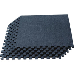 Anti-Fatigue Modular Tile Mat: Dry Environment, 4″ Length, 3/8″ Thick, Interlocking Edge, Charcoal EVA Foam Base, EVA Foam Surface, Textured
