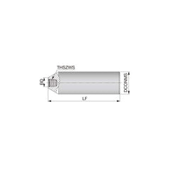 Replaceable Tip Milling Shank: Series VSSD, 10″ Straight Shank S05 Neck Thread, 7.6″ Neck Dia, Steel