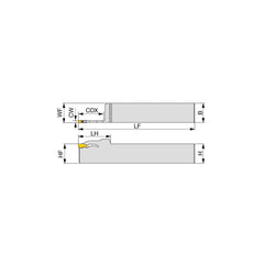 Indexable Grooving Toolholder:  QSER2525-2T26, Uses 2 Inserts,  No