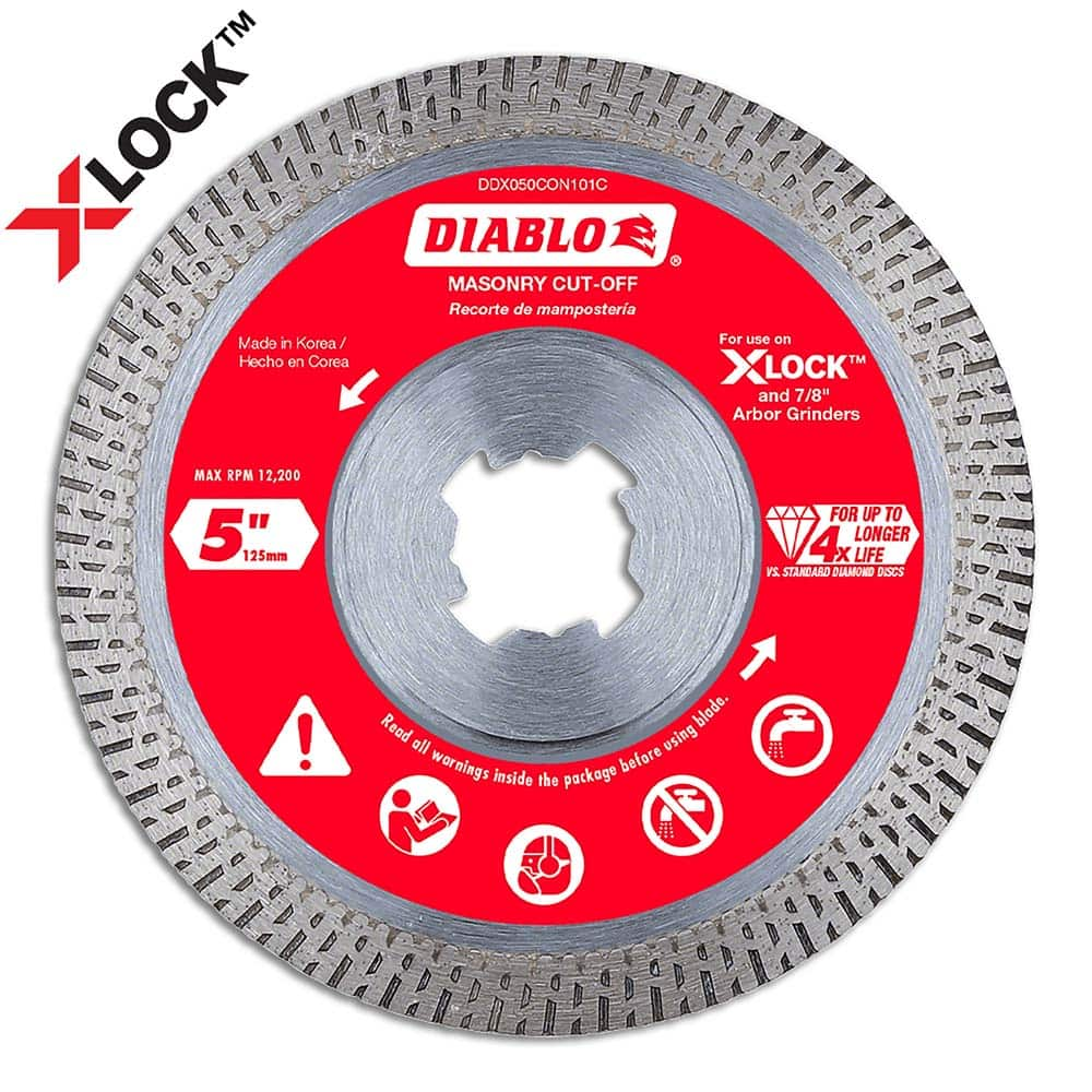 Freud - Wet & Dry-Cut Saw Blades; Blade Diameter (Inch): 5 ; Blade Material: Diamond-Tipped ; Arbor Style: X-LOCK ; Arbor Hole Diameter (Inch): 7/8 ; Arbor Hole Diameter (Decimal Inch): 7/8 ; Application: Cutting Masonry - Exact Industrial Supply