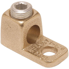 Burndy - Ring Terminals; Terminal Type: Rectangle ; Insulation Type: NonInsulated ; Connection Type: Lug ; Compatible Wire Size (AWG): 4-1/0 (Strand) ; Stud Size (Inch): 3/8 ; Color: Copper - Exact Industrial Supply