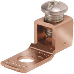 Burndy - Ring Terminals; Terminal Type: Rectangle ; Insulation Type: NonInsulated ; Connection Type: Lug ; Compatible Wire Size (AWG): 14-6 (Solid/Strand) ; Stud Size (#): 10 ; Color: Copper - Exact Industrial Supply