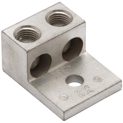 Burndy - Ring Terminals; Terminal Type: Rectangle ; Insulation Type: NonInsulated ; Connection Type: Lug ; Compatible Wire Size (AWG): 14-1/0 (Strand) ; Stud Size (Inch): 1/4 ; Color: Aluminum - Exact Industrial Supply