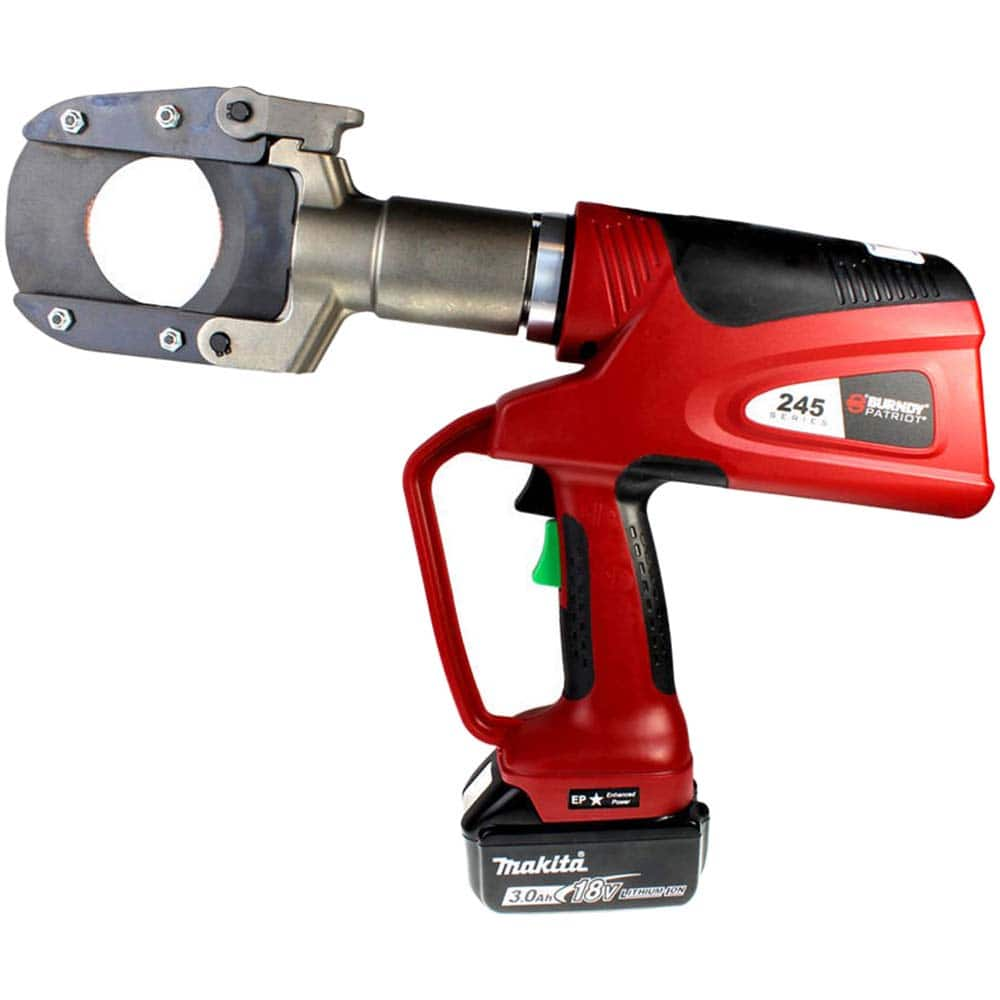 Burndy - Cordless Cutters; Voltage: 18 ; Battery Chemistry: Lithium-Ion ; Cutting Capacity: 2.45 in Copper/Aluminum ; Battery Included: (2) Li-Ion batteries ; Includes: (2) 3 Ah Lithium-Ion Batteries; 120 V ac Charger; Hard Case; Lanyard - Exact Industrial Supply