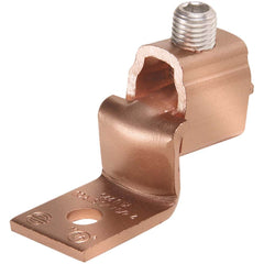 Burndy - Ring Terminals; Terminal Type: Rectangle ; Insulation Type: NonInsulated ; Connection Type: Lug ; Compatible Wire Size (AWG): 8-2 (Solid/Strand) ; Stud Size (Inch): 1/4 ; Color: Copper - Exact Industrial Supply