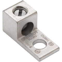 Burndy - Ring Terminals; Terminal Type: Rectangle ; Insulation Type: NonInsulated ; Connection Type: Lug ; Compatible Wire Size (AWG): 14-1/0 (Strand) ; Stud Size (Inch): 1/4 ; Color: Copper - Exact Industrial Supply