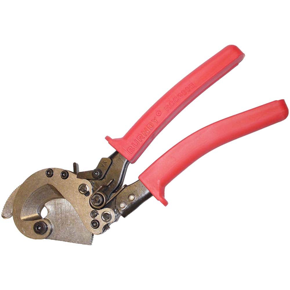 Burndy - Cutting Pliers; Type: Rachet Cable Cutter ; Insulated: No ; Overall Length Range: 10" and Longer ; Capacity (Inch): 1.05 ; Overall Length (Inch): 10-1/2 ; Cut Style: Center Cut - Exact Industrial Supply