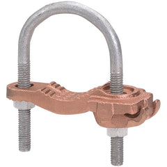 Burndy - Grounding Clamps; Clamp Type: Grounding Clamp ; Compatible Rod Diameter (Inch): 1/2-1 ; Minimum Compatible Pipe Size (Inch): 1/2 ; Maximum Compatible Pipe Size (Inch): 1 ; Compatible Wire Size (AWG): 4-4/0 ; Overall Length (Inch): 1-3/4 - Exact Industrial Supply