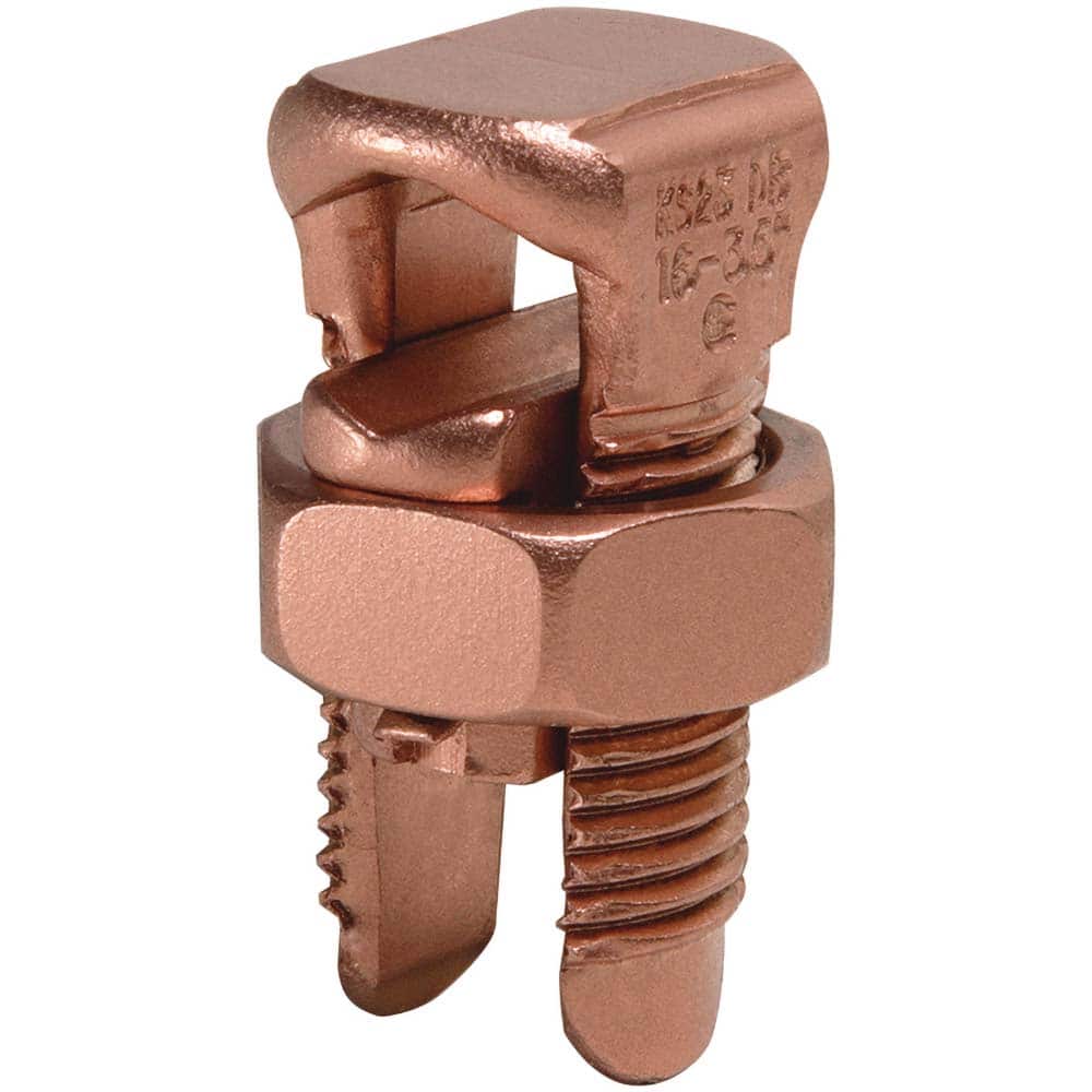Burndy - Split Bolt Connectors; Connector Material: Copper ; Maximum Compatible Wire Size (AWG): 2 (Strand) ; Minimum Compatible Wire Size (AWG): 6 (Strand) ; Pressure Bar Material: Copper Alloy ; Compatible Wire Type: Copper ; Head Width (Decimal Inch): - Exact Industrial Supply