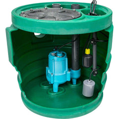 Little Giant Pumps - Sump Pump Systems; Type: Sump Pump System ; Voltage: 115 ; Contents: Basin, cover, gaskets and hardware, Piggyback tethered mechanical float switch assembly, discharge pipe, vent pipe, coupling, grommet, pump, alarm system - Exact Industrial Supply