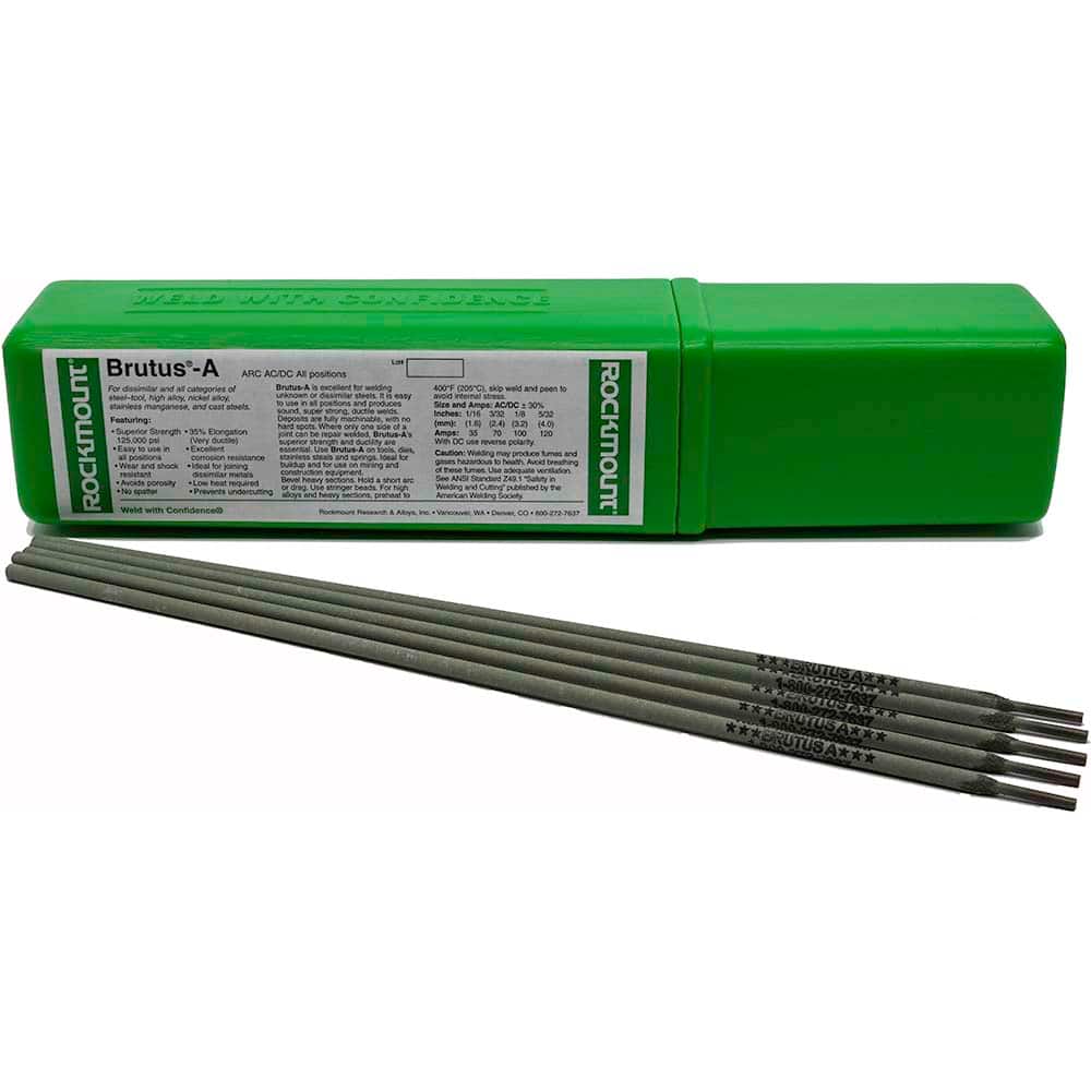 Rockmount Research and Alloys - 5 Lb 1/8 x 14" High-Nickel Chromium Alloy Brutus A Stick Welding Electrode - Exact Industrial Supply