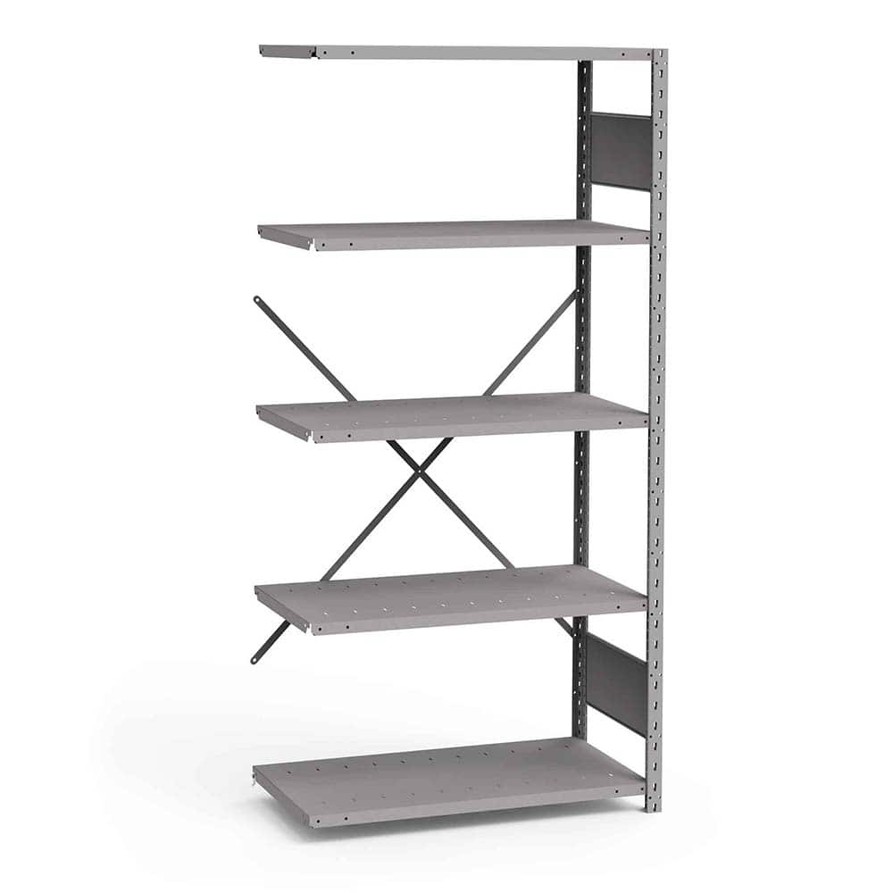 Rousseau Metal - Steel Shelving; Type: Add-On Unit ; Starter or Add-On: Add-On ; Load Capacity (Lb.): 3500.000 ; Number of Shelves: 5 ; Width (Inch): 36 ; Height (Inch): 75 - Exact Industrial Supply