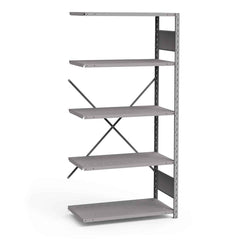 Rousseau Metal - Steel Shelving; Type: Add-On Unit ; Starter or Add-On: Add-On ; Load Capacity (Lb.): 3500.000 ; Number of Shelves: 5 ; Width (Inch): 36 ; Height (Inch): 75 - Exact Industrial Supply
