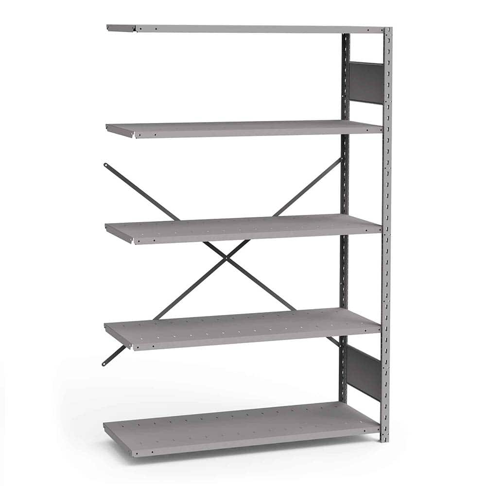 Rousseau Metal - Steel Shelving; Type: Add-On Unit ; Starter or Add-On: Add-On ; Load Capacity (Lb.): 3500.000 ; Number of Shelves: 5 ; Width (Inch): 48 ; Height (Inch): 75 - Exact Industrial Supply