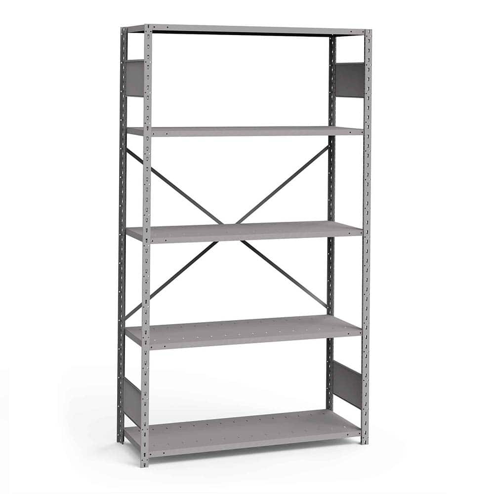 Rousseau Metal - Steel Shelving; Type: Shelving ; Starter or Add-On: Starter ; Load Capacity (Lb.): 3500.000 ; Number of Shelves: 5 ; Width (Inch): 48 ; Height (Inch): 87 - Exact Industrial Supply