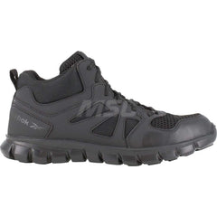 Work Boot: Size 8.5, Leather, Plain Toe Black, Wide Width, Non-Slip Sole