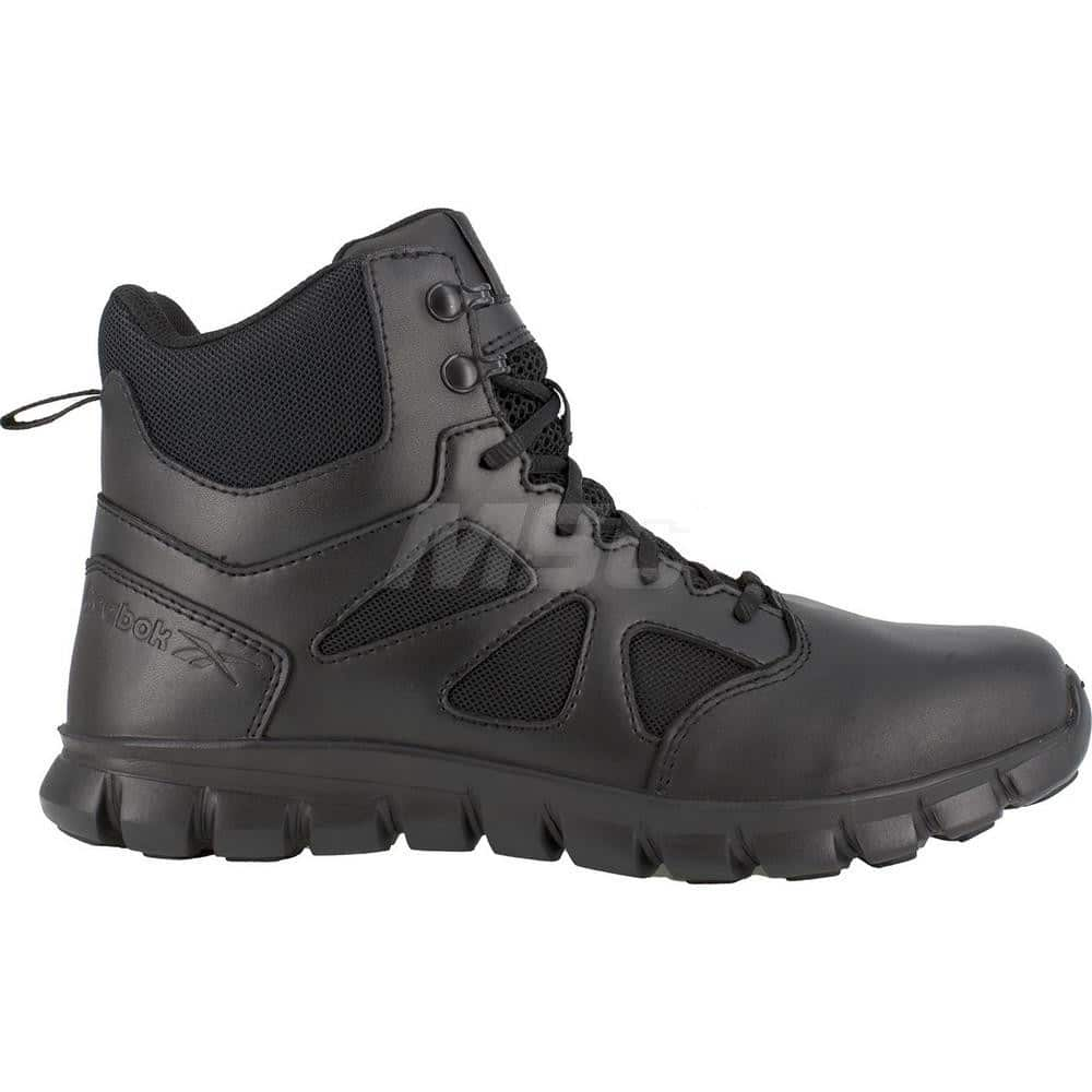 Work Boot: Size 11, 6″ High, Leather, Plain Toe Black, Medium Width, Non-Slip Sole