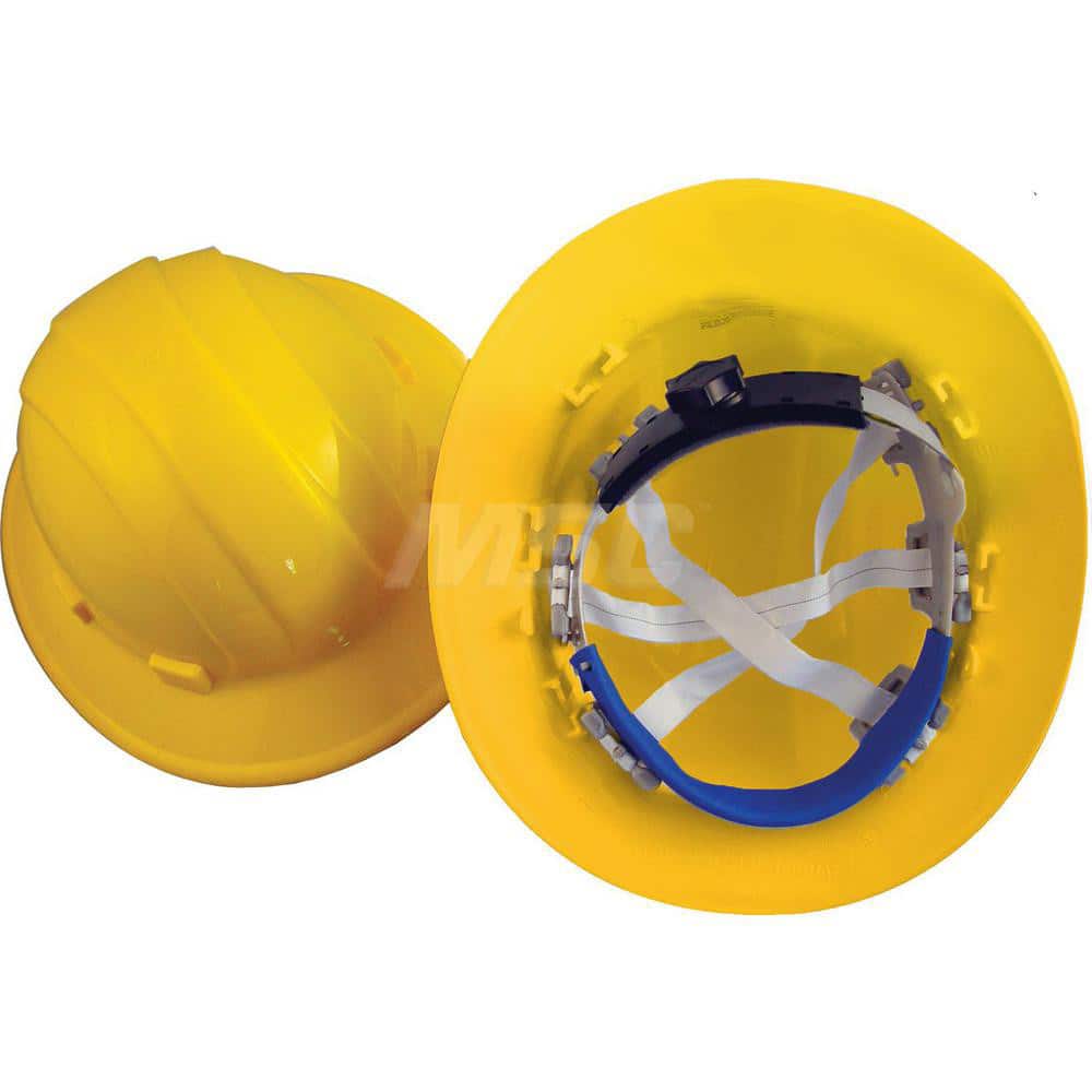 Hard Hat: Construction, Full Brim, Class C, E & G, 6-Point Suspension Yellow, Polyethylene