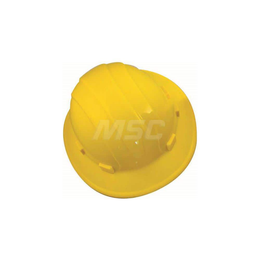 Hard Hat: Construction, Full Brim, Class C, E & G, 6-Point Suspension Yellow, Polyethylene