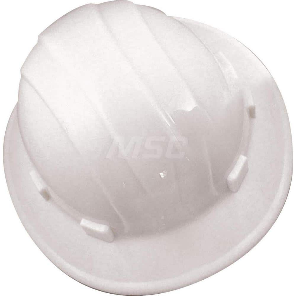 Hard Hat: Construction, Full Brim, Class C, E & G, 6-Point Suspension White, Polyethylene