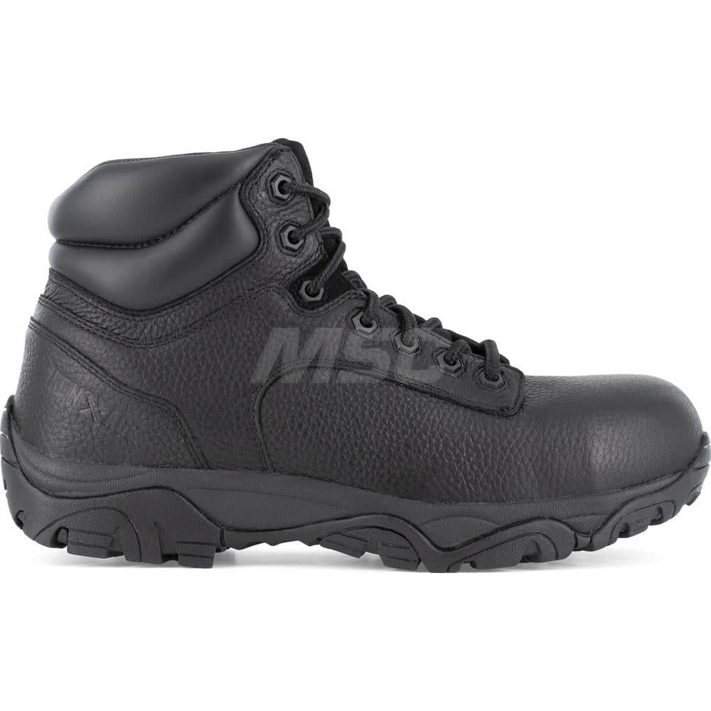 Work Boot: Size 7.5, 6″ High, Leather, Composite Toe Black, Wide Width, Non-Slip Sole