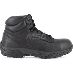 Work Boot: Size 9, 6″ High, Leather, Composite Toe Black, Wide Width, Non-Slip Sole
