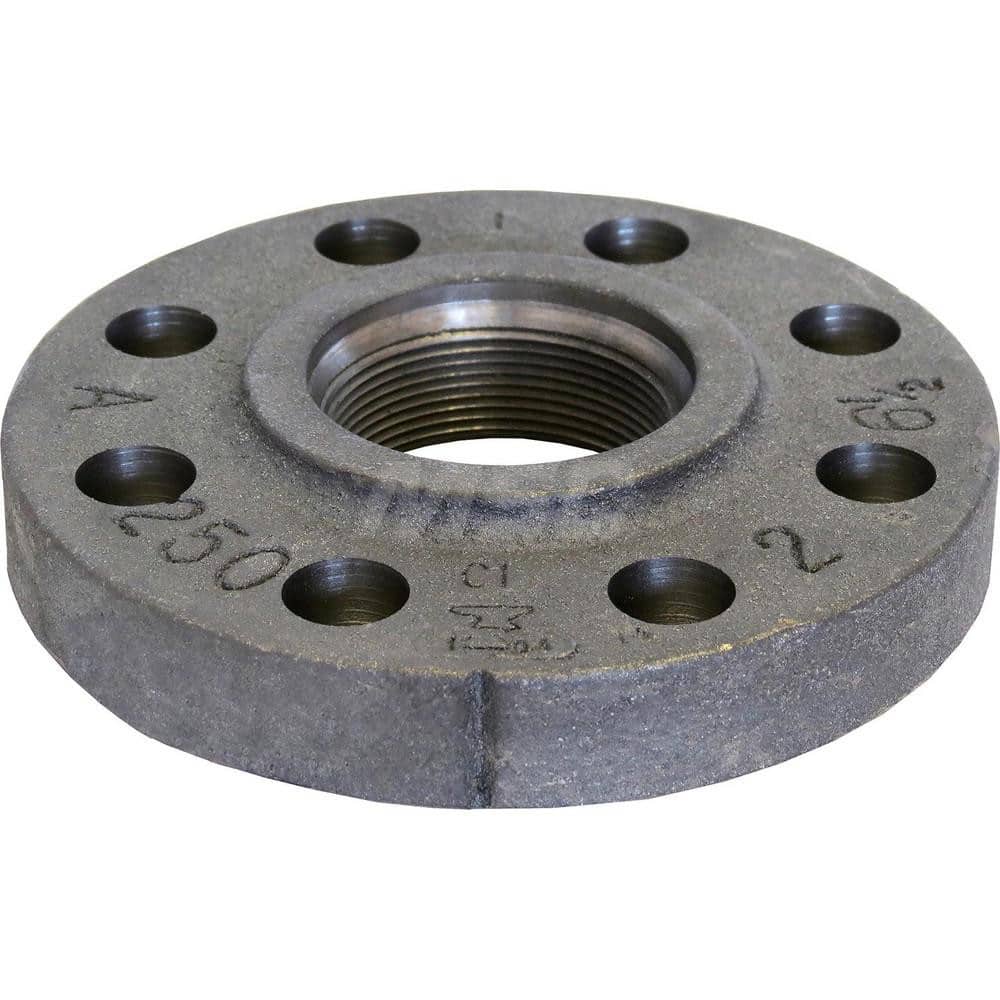 Black Flange: 2-1/2 x 7-1/2″, 250 psi, Threaded Cast Iron, Galvanized Finish, Class 250