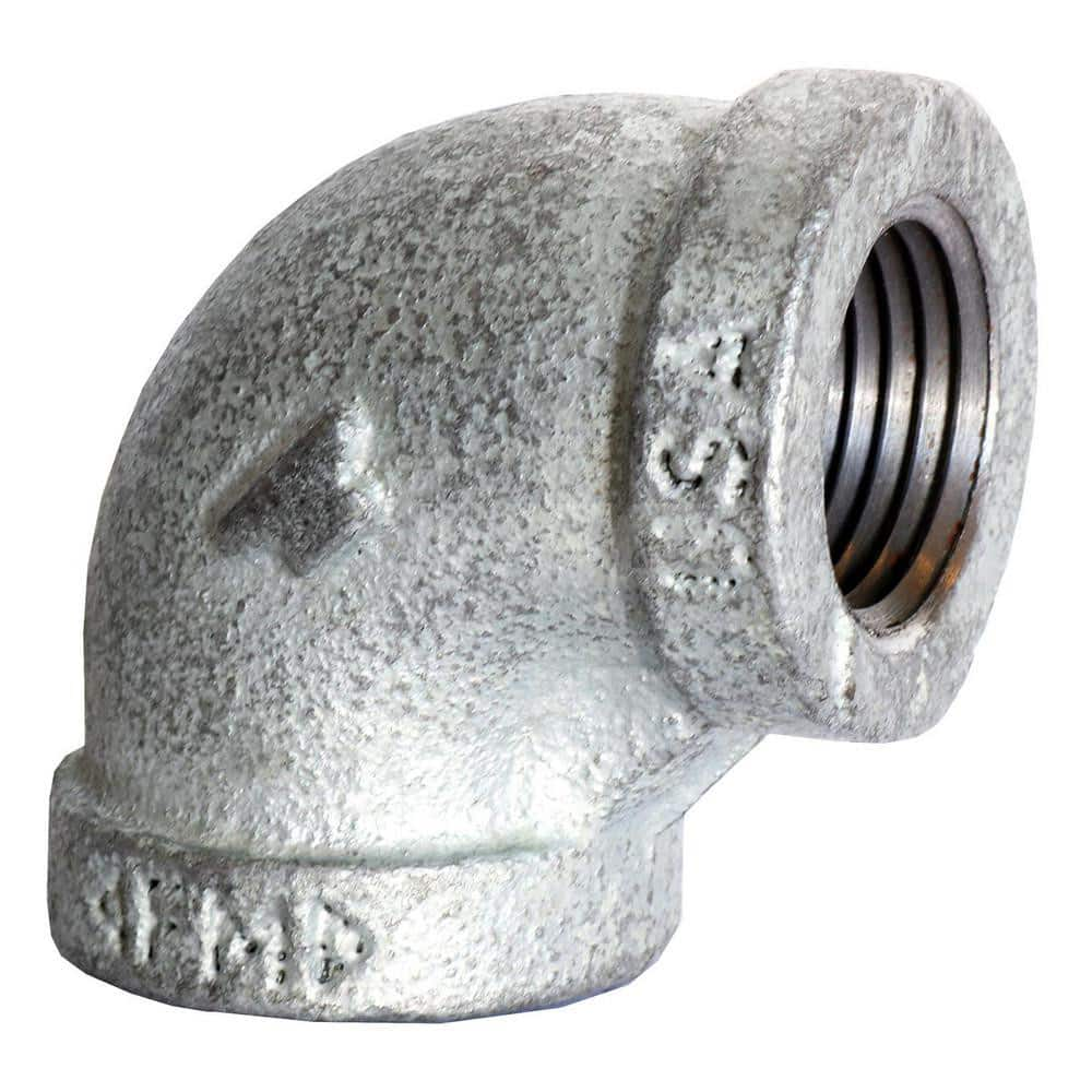 Black 90 ° Elbow: 2-1/2 x 1-1/2″, 150 psi, Threaded Malleable Iron, Galvanized Finish, Class 150