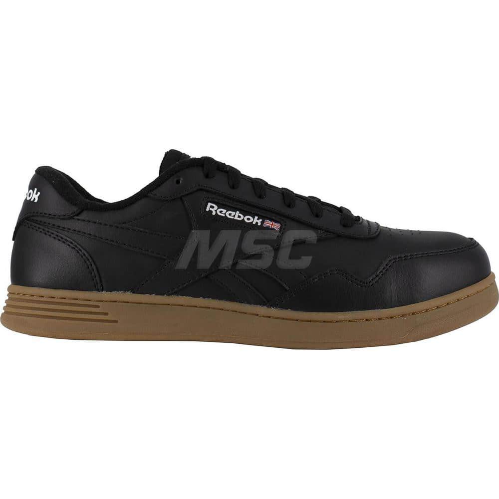 Work Boot: Size 9.5, Leather, Composite Toe Black, Wide Width, Non-Slip Sole