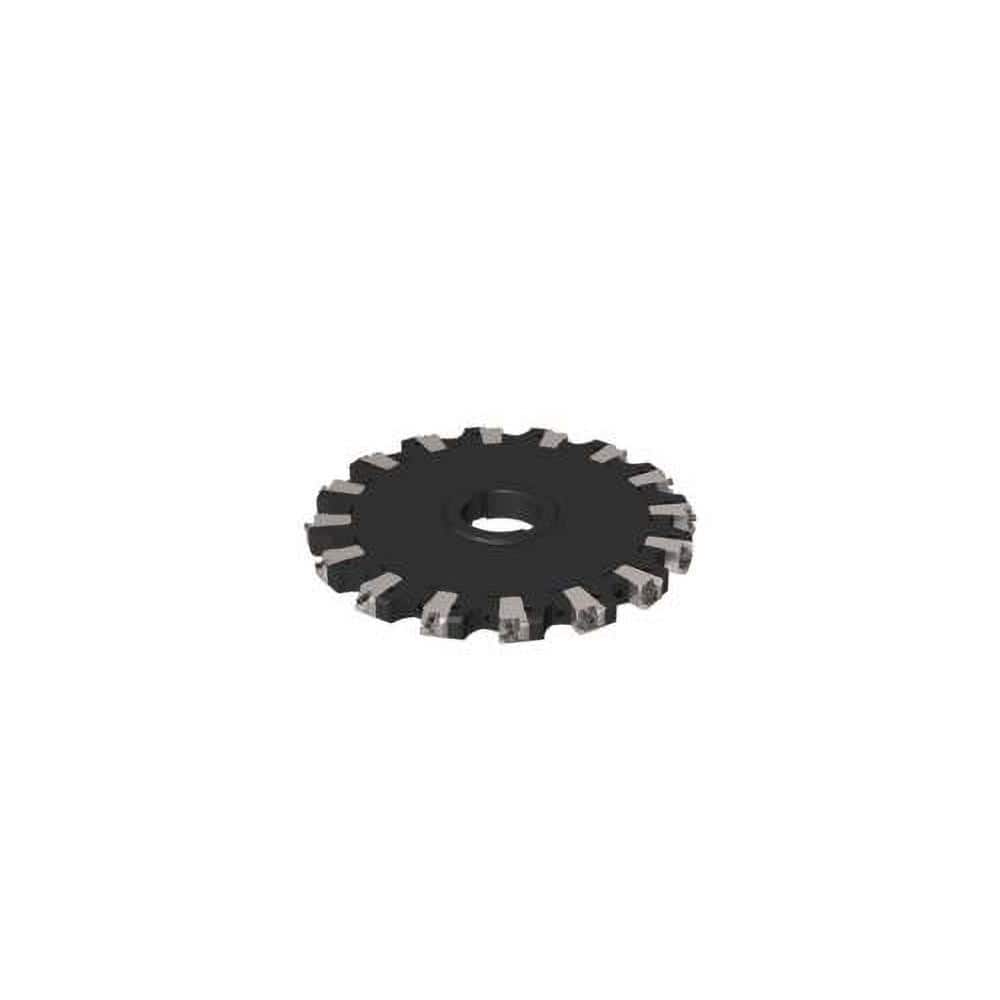 Indexable Slotting Cutter: 0.437'' Cutting Width, 10'' Cutter Dia, Arbor Hole Connection, 3.42'' Depth of Cut, 2'' Hole, Neutral Screw, Uses 16 XNHQ Inserts, 16 Teeth, Straight, Positive, Steel, Ni Finish