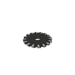 Indexable Slotting Cutter: 0.437'' Cutting Width, 10'' Cutter Dia, Arbor Hole Connection, 3.42'' Depth of Cut, 2'' Hole, Neutral Screw, Uses 16 XNHQ Inserts, 16 Teeth, Straight, Positive, Steel, Ni Finish