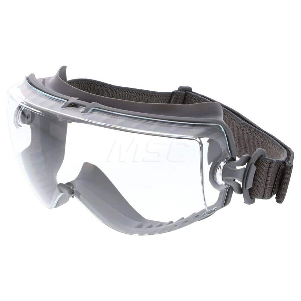 Safety Goggles: Chemical Splash Dust & Particulates, Anti-Fog, Clear Polycarbonate Lenses Indirect Vent, Gray Frame, Size Universal