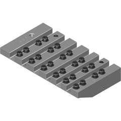 Swiss Gang Plates; Machine Compatibility: STAR; For Use With: STAR SR20J; STAR SR20J III Type G; Number of Stations: 6; Quick Change: Yes; Material: Alloy Steel; Station Size: 6x12mm; Additional Information: Only ARNO split-shank  ™FAST CHANGE ™ tool hold