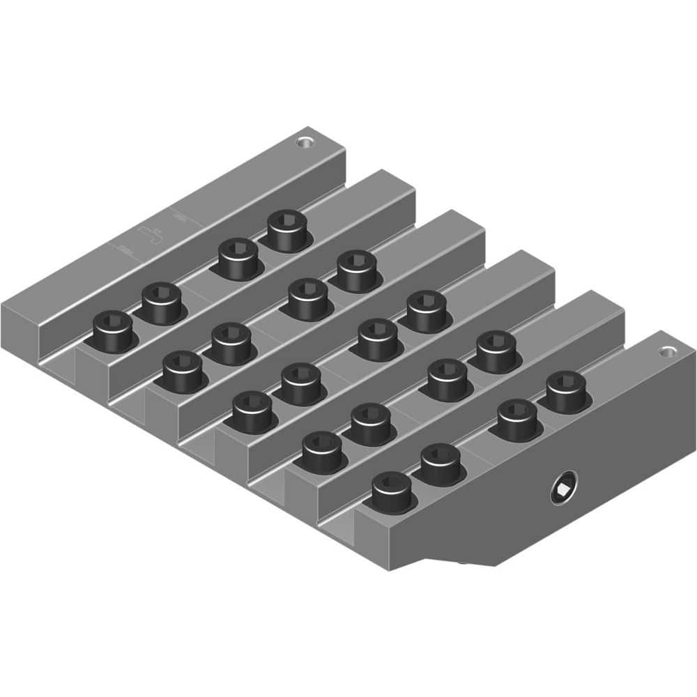 Swiss Gang Plates; Machine Compatibility: STAR; For Use With: STAR SR20 IV B; STAR SR20 IV A; Number of Stations: 5; Quick Change: Yes; Material: Alloy Steel; Station Size: 5x12mm; Additional Information: Only ARNO split-shank  ™FAST CHANGE ™ tool holders