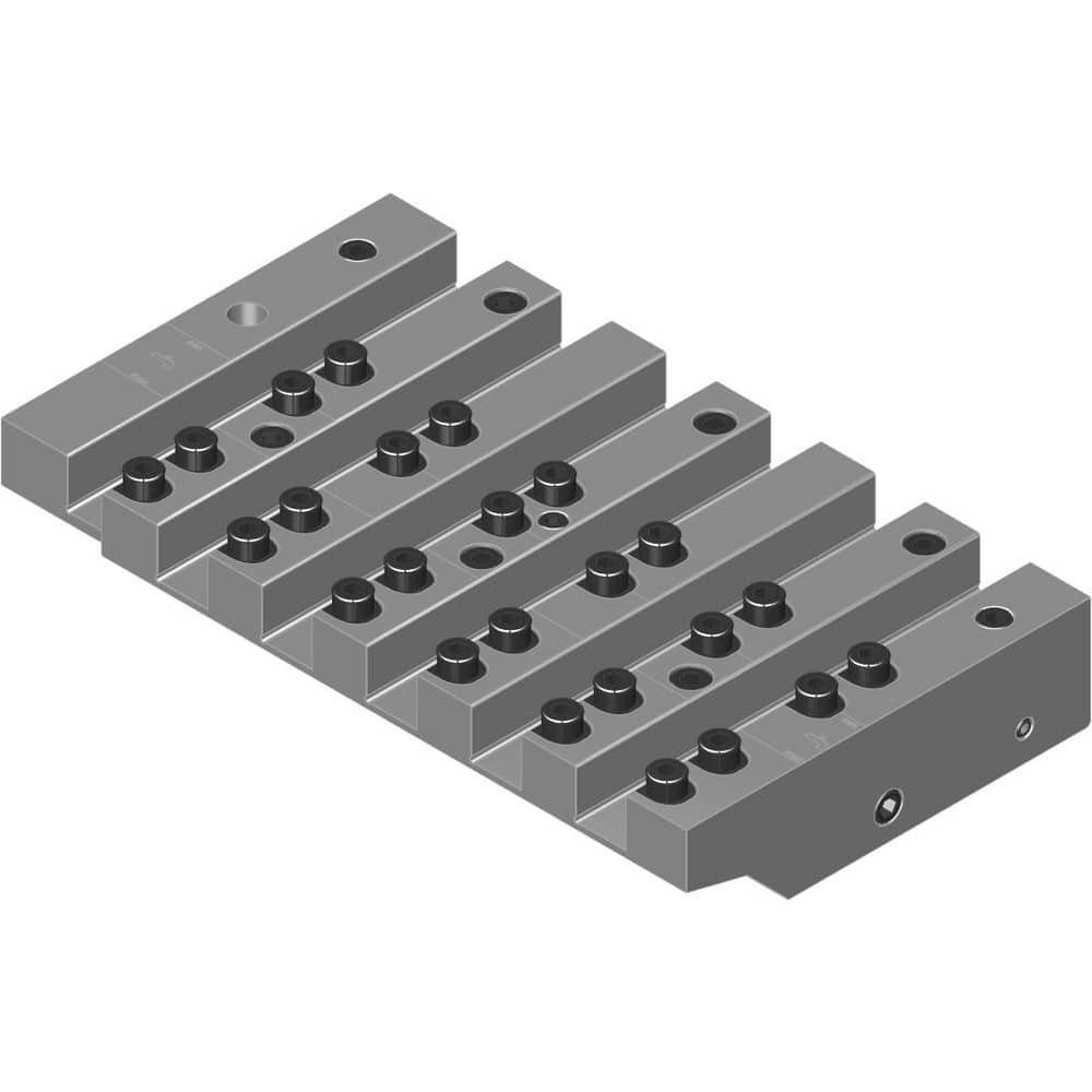 Swiss Gang Plates; Machine Compatibility: STAR; For Use With: STAR SR32JN; STAR SR32J; Number of Stations: 6; Quick Change: Yes; Material: Alloy Steel; Station Size: 6x16mm; Additional Information: Only ARNO split-shank  ™FAST CHANGE ™ tool holders and fi